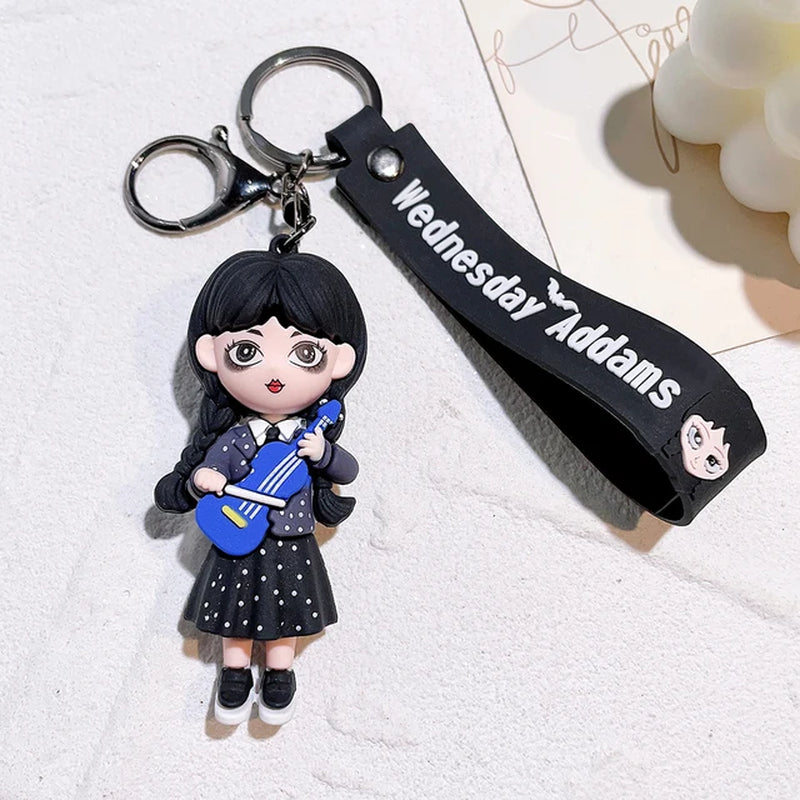 Wednesday Addams Keyring Addams Family Figure Doll Pendant Keychain Cartoon Key Accessories Ornaments Keychains Bag Pendant Gift