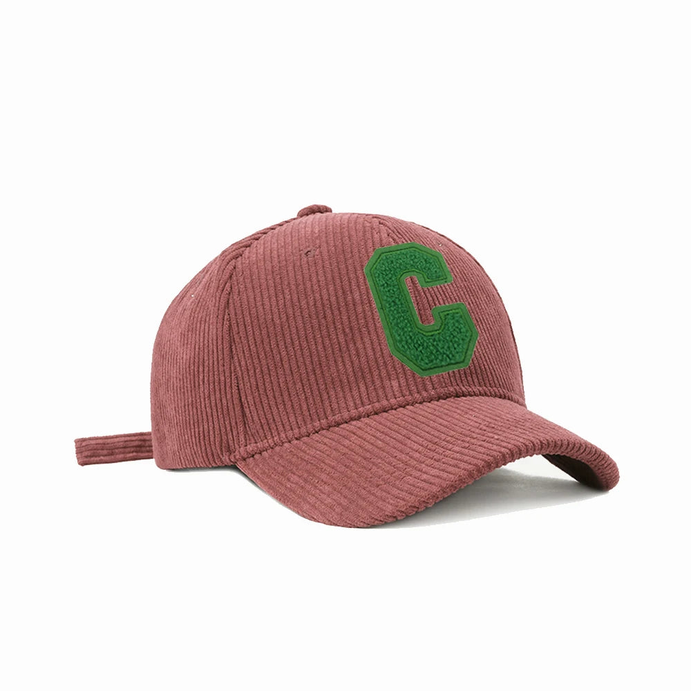 C Towel Embroidery Women'S Baseball Cap Winter Hat Green Corduroy Thicken Men'S Cap for Female Snapback Kpop Accessories BQM189