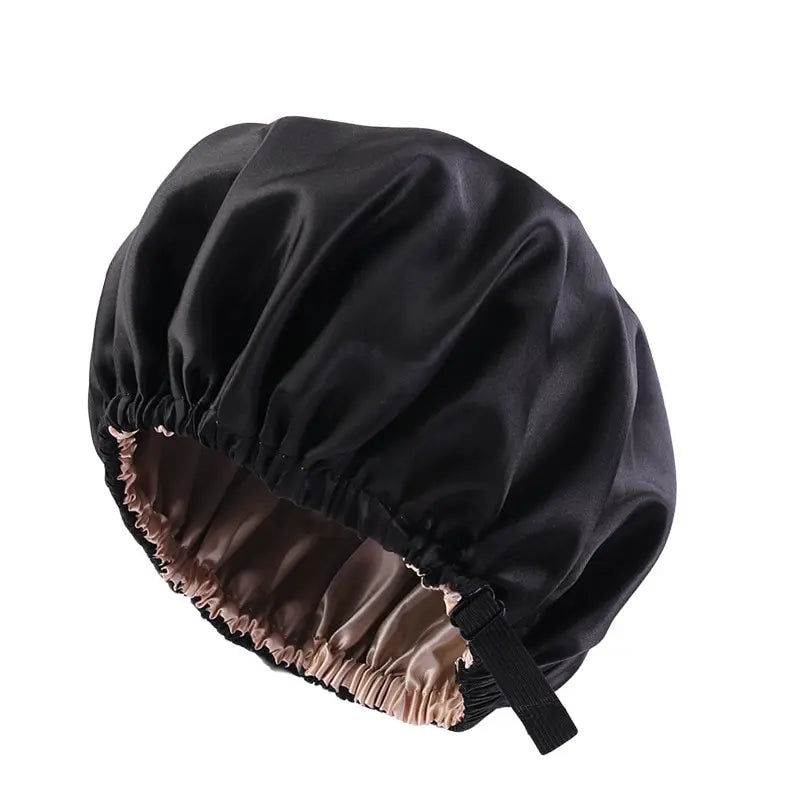 2Pcs Set Large Satin Bonnet Silk Night Sleeping Cap Long Satin Bonnet with Head Tie Band Bonnet Edge Wrap for Women Hair