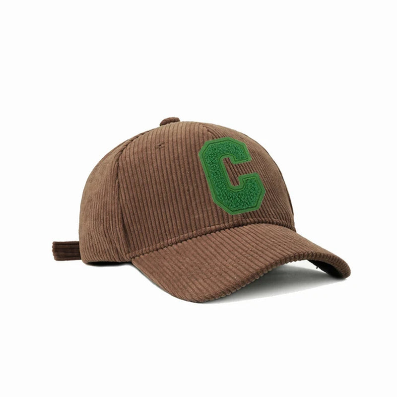 C Towel Embroidery Women'S Baseball Cap Winter Hat Green Corduroy Thicken Men'S Cap for Female Snapback Kpop Accessories BQM189