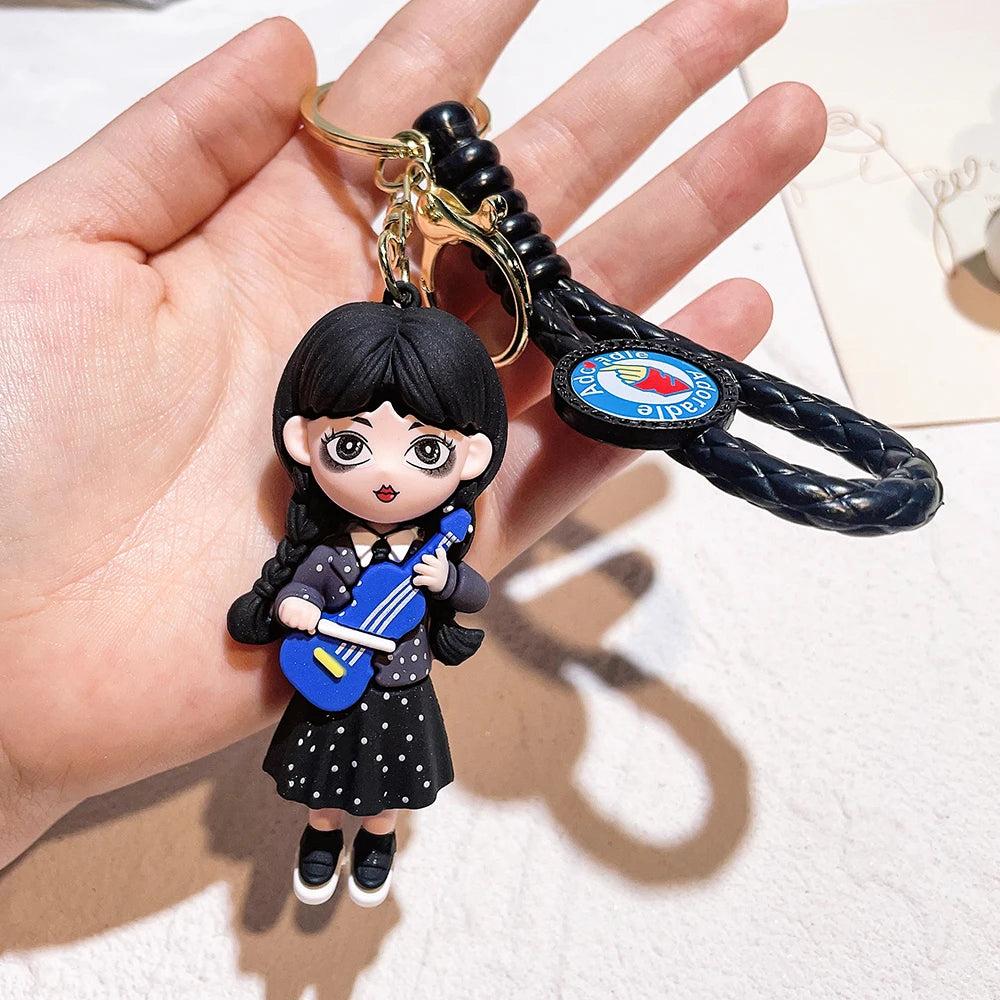 Wednesday Addams Keyring Addams Family Figure Doll Pendant Keychain Cartoon Key Accessories Ornaments Keychains Bag Pendant Gift