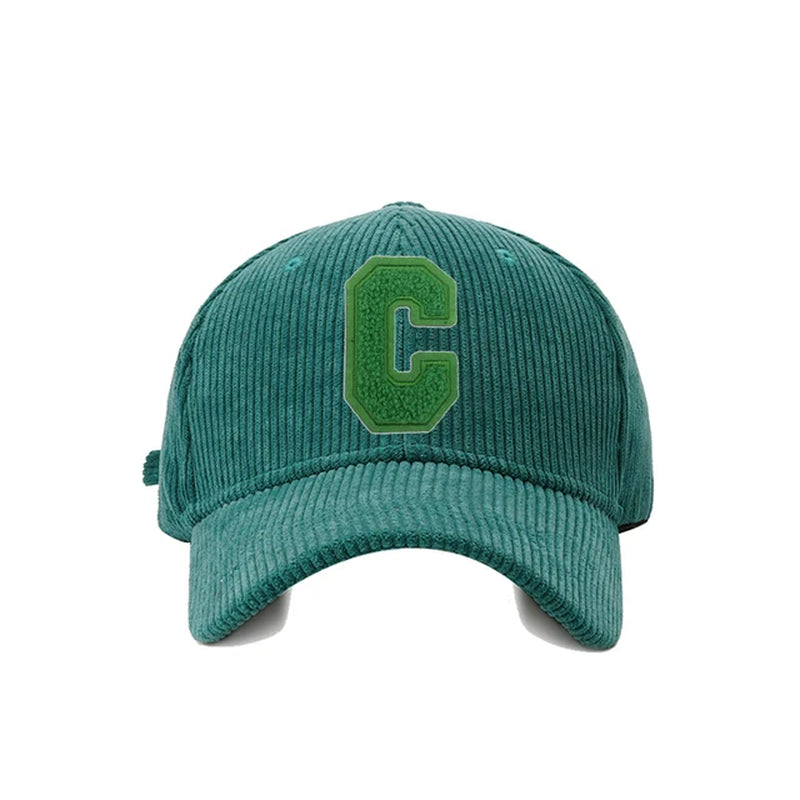 C Towel Embroidery Women'S Baseball Cap Winter Hat Green Corduroy Thicken Men'S Cap for Female Snapback Kpop Accessories BQM189