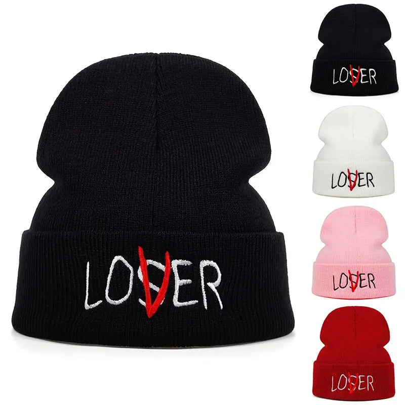 Unisex Letter Embroidery Beanies Autumn Winter Warm Hat Hip Cap Beanie Hat Caps for Women Men