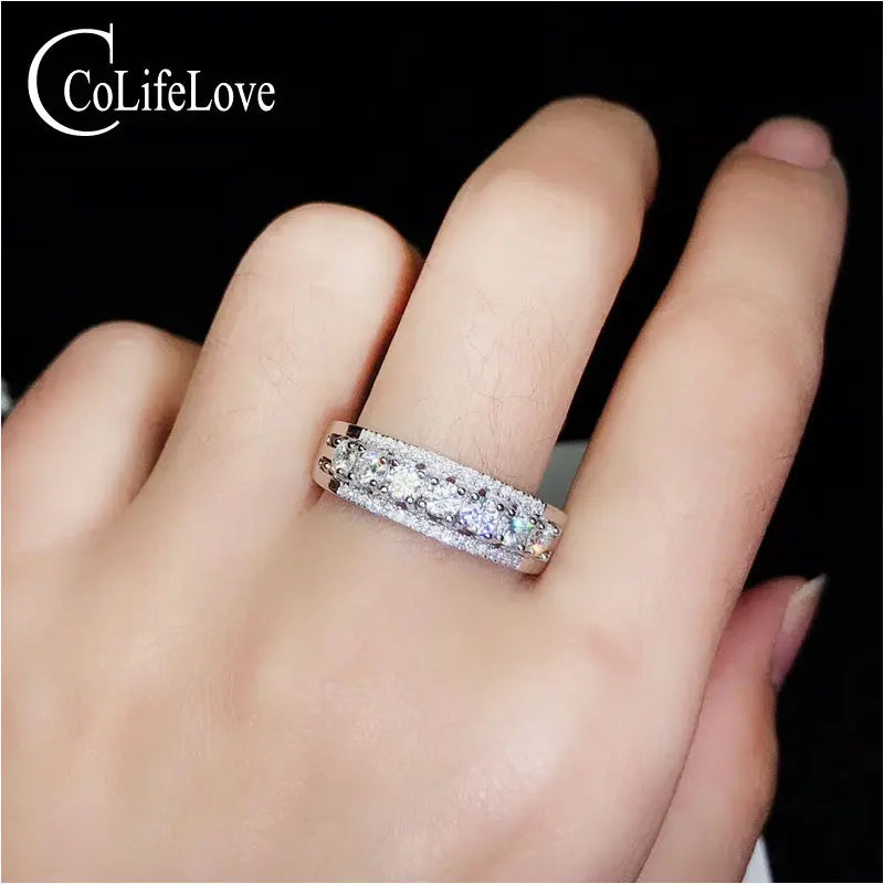 Colife Jewelry Fashion Moissanite Ring for Daily Wear 7 Pieces 3Mm Moissanite Ring 925 Silver Moissanite Jewelry