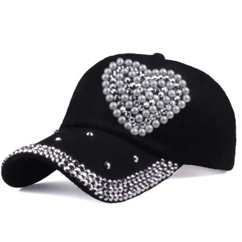 Fashion Jesus Letters Heart Baseball Cap Luxury Woman Caps Y2K Baseball Cap Leisure Hip-Pop Rhinestone Hat Outdoor Sports Cap