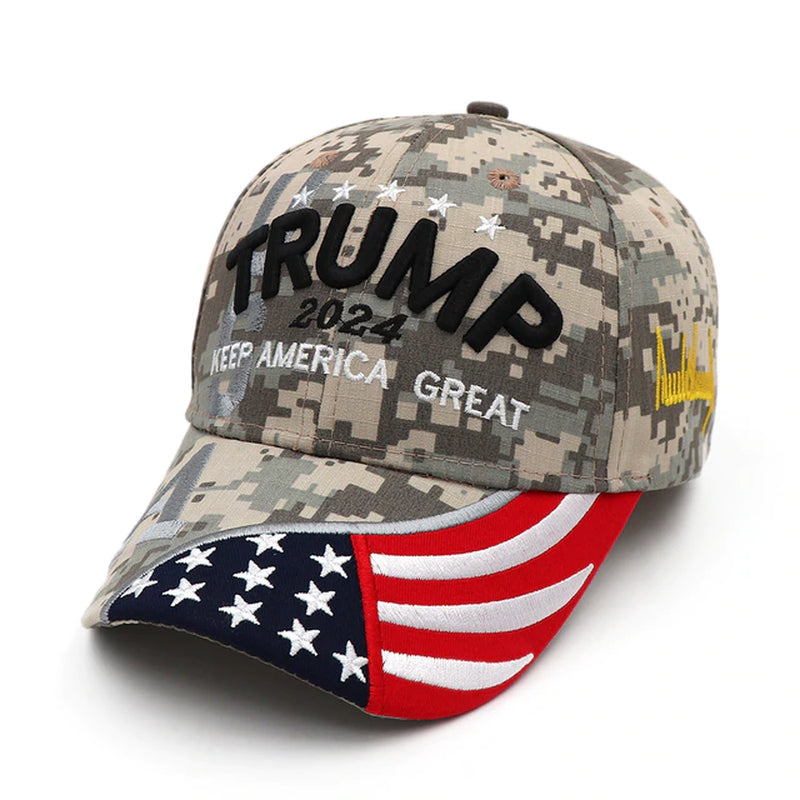 Donald Trump Hat Camouflage Cap Keep America Great MAGA Hat President 2024 American Flag USA Baseball Caps