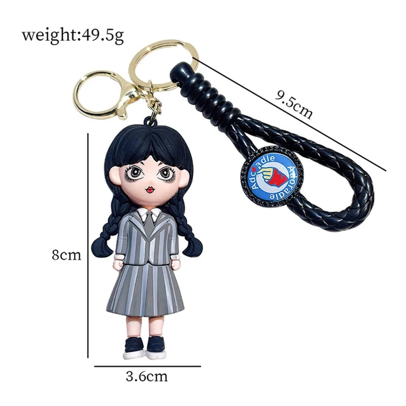 Wednesday Addams Keyring Addams Family Figure Doll Pendant Keychain Cartoon Key Accessories Ornaments Keychains Bag Pendant Gift