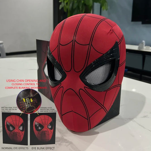 Mascara Spiderman Headgear Mask Cosplay Moving Eyes Electronic Mask Spider Man 1:1 Remote Control Elastic Toys Adults Kids Gift