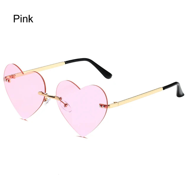 Heart Shape Fire Flame Sunglasses Wave Rimless Narrow Retro UV 400 Streetwear Vintage Eyeglasses Cycling Outdoor Sun Glasses