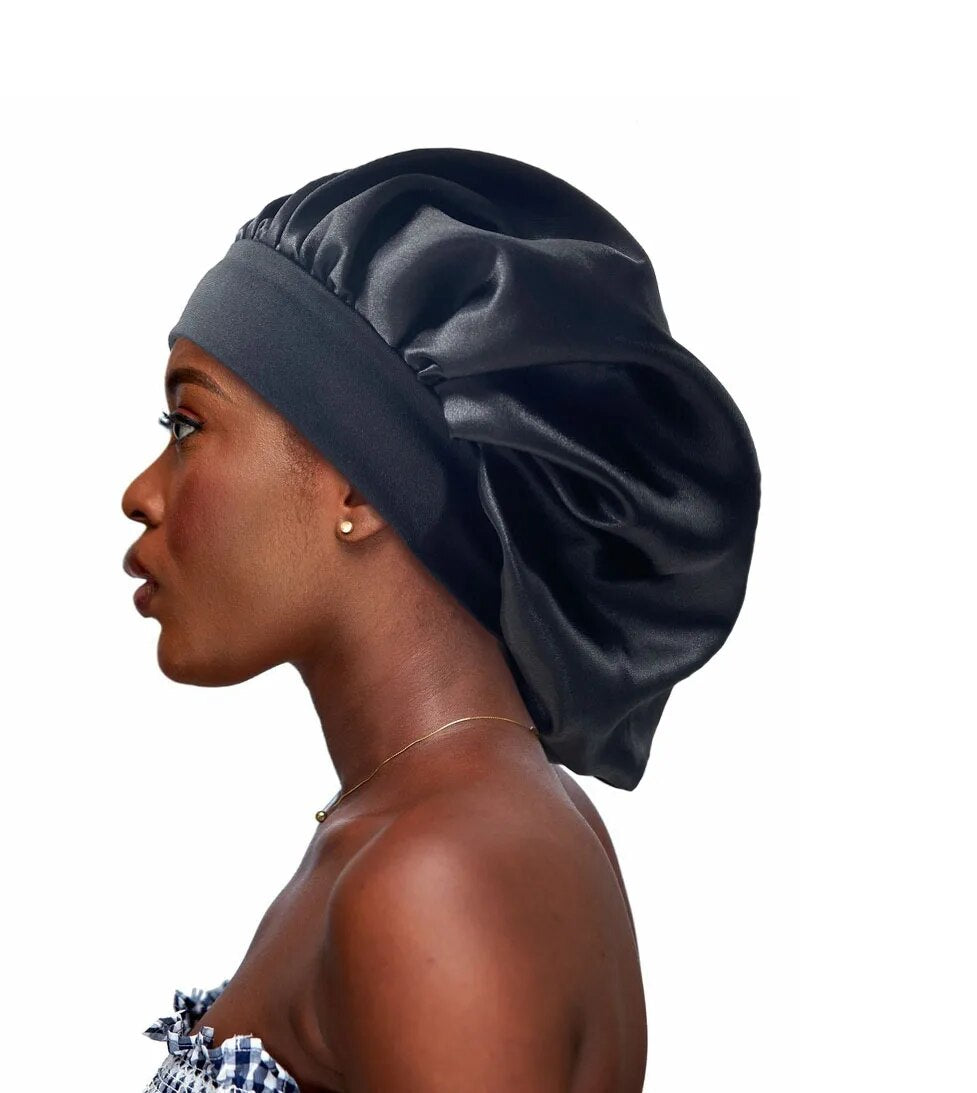 Large Satin Bonnet,Silk Bonnet Hair Wrap for Sleeping, Sleep Cap with Elastic Soft Band, Big Bonnets for Women Hair Care