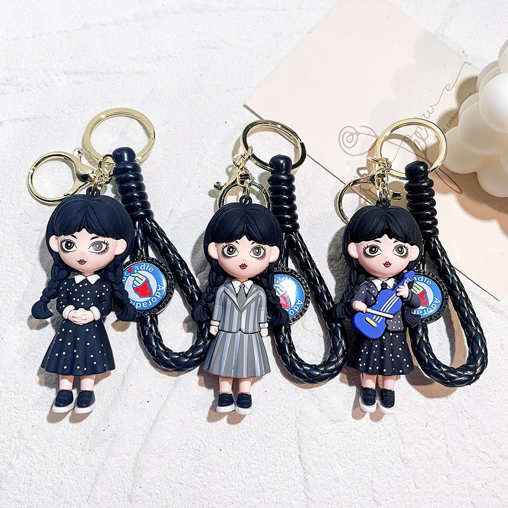 Wednesday Addams Keyring Addams Family Figure Doll Pendant Keychain Cartoon Key Accessories Ornaments Keychains Bag Pendant Gift