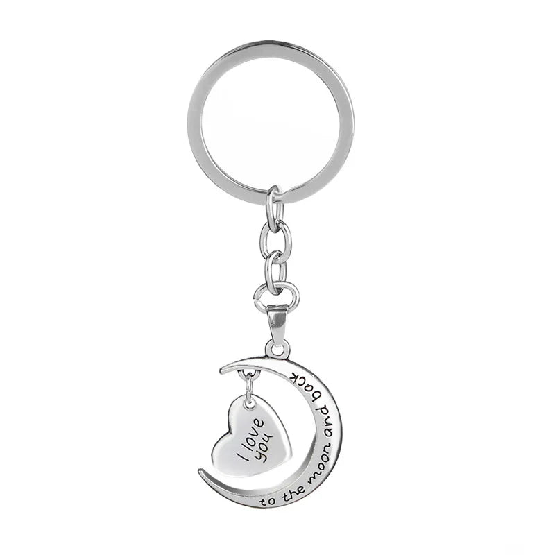 1Pc I Love You to the Moon and Back Keychain Key Ring Jewelry Moon and Heart Key Chains Gifts for Women