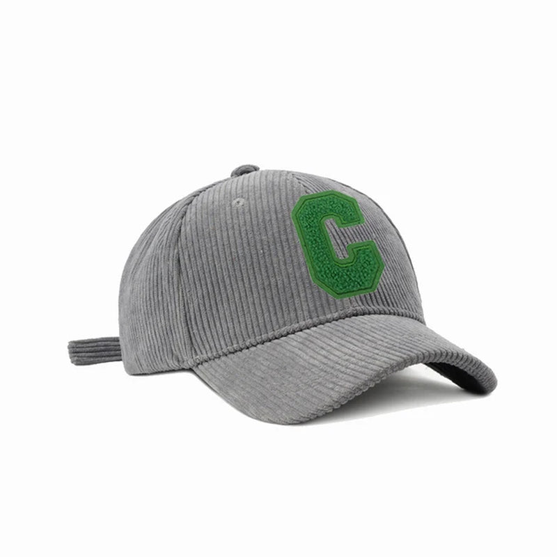 C Towel Embroidery Women'S Baseball Cap Winter Hat Green Corduroy Thicken Men'S Cap for Female Snapback Kpop Accessories BQM189