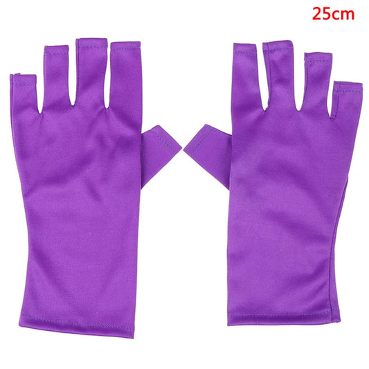 "Ultimate UV Protection Open-Toed Gloves for Flawless Nail Art - 1 Pair (25/40Cm)"