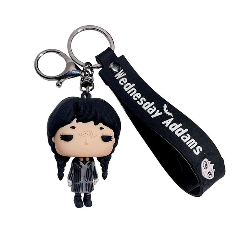 Wednesday Addams Keyring Addams Family Figure Doll Pendant Keychain Cartoon Key Accessories Ornaments Keychains Bag Pendant Gift