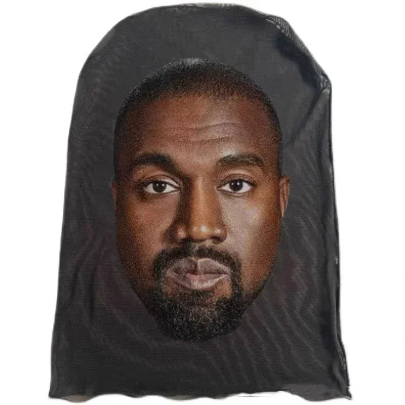 New 3D Printed Kanye Mask Elastic Mesh Full Face Mask for Men Women Cosplay Headwear Hip Hop Fashion Balaclava Hood Hat Headgear