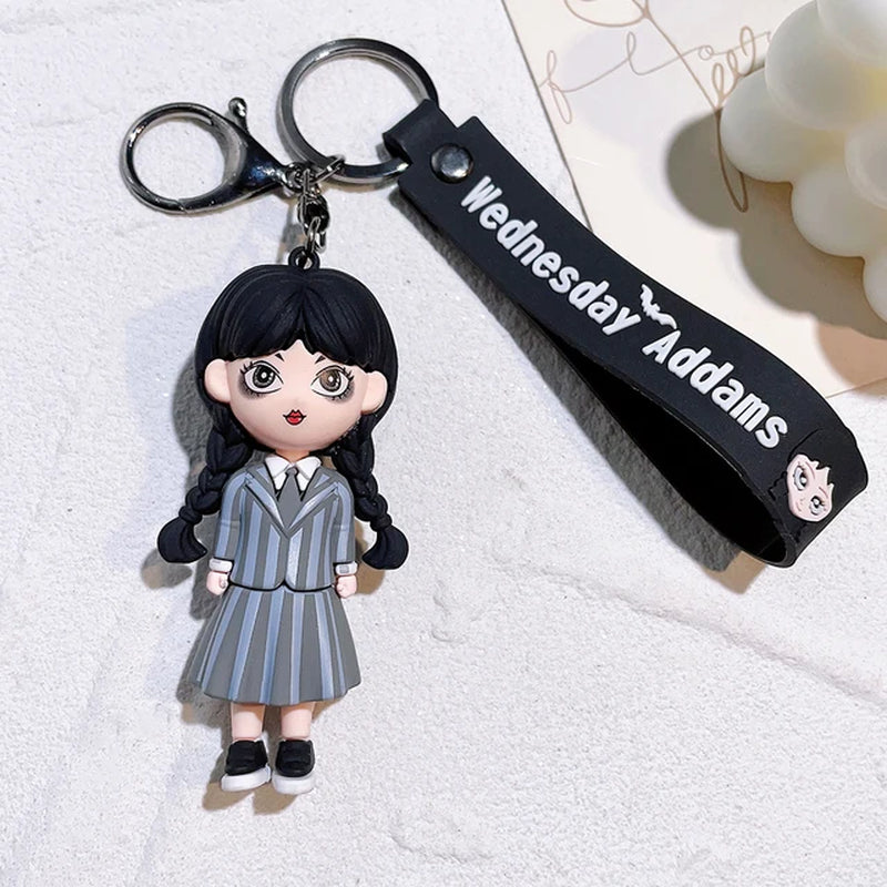 Wednesday Addams Keyring Addams Family Figure Doll Pendant Keychain Cartoon Key Accessories Ornaments Keychains Bag Pendant Gift