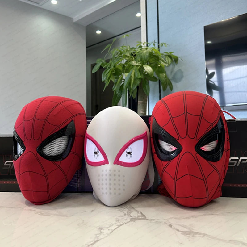 Mascara Spiderman Headgear Mask Cosplay Moving Eyes Electronic Mask Spider Man 1:1 Remote Control Elastic Toys Adults Kids Gift