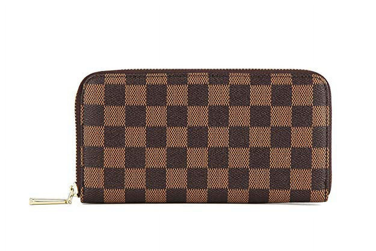 Women’S Checkered Zip around Wallet and Phone Clutch - RFID Blocking with Card Holder Organizer - PU Vegan Leather