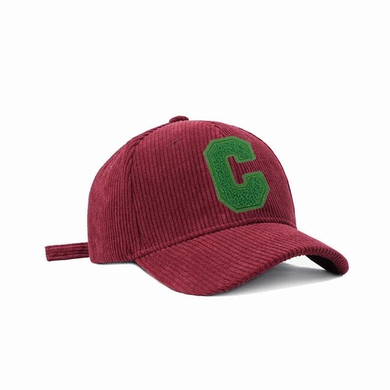 C Towel Embroidery Women'S Baseball Cap Winter Hat Green Corduroy Thicken Men'S Cap for Female Snapback Kpop Accessories BQM189