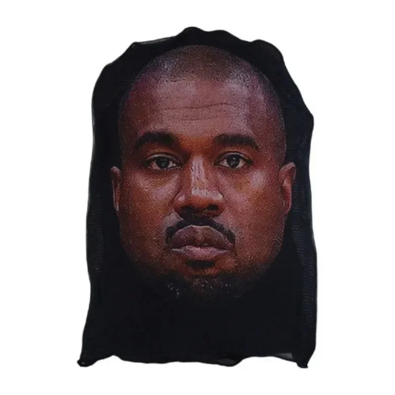 New 3D Printed Kanye Mask Elastic Mesh Full Face Mask for Men Women Cosplay Headwear Hip Hop Fashion Balaclava Hood Hat Headgear