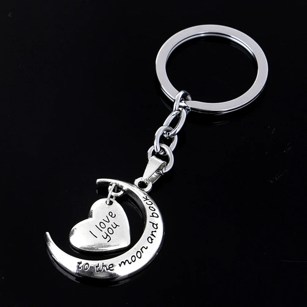 1Pc I Love You to the Moon and Back Keychain Key Ring Jewelry Moon and Heart Key Chains Gifts for Women