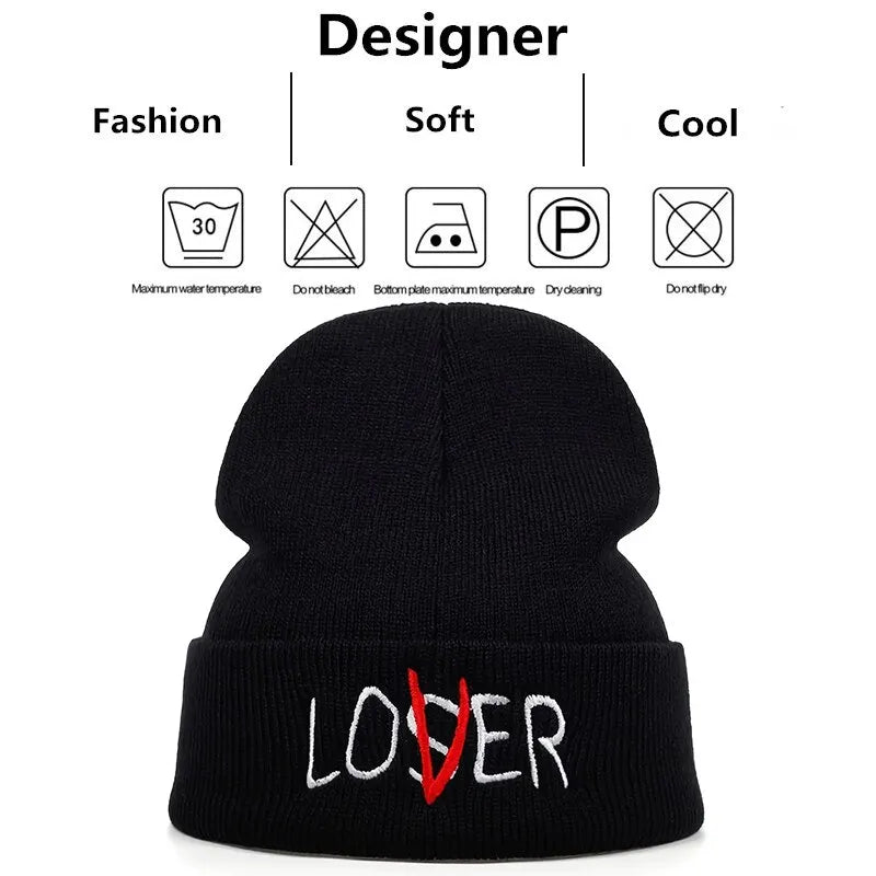 Unisex Letter Embroidery Beanies Autumn Winter Warm Hat Hip Cap Beanie Hat Caps for Women Men