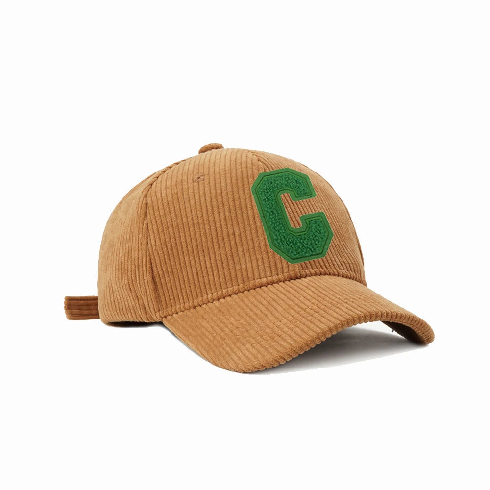 C Towel Embroidery Women'S Baseball Cap Winter Hat Green Corduroy Thicken Men'S Cap for Female Snapback Kpop Accessories BQM189