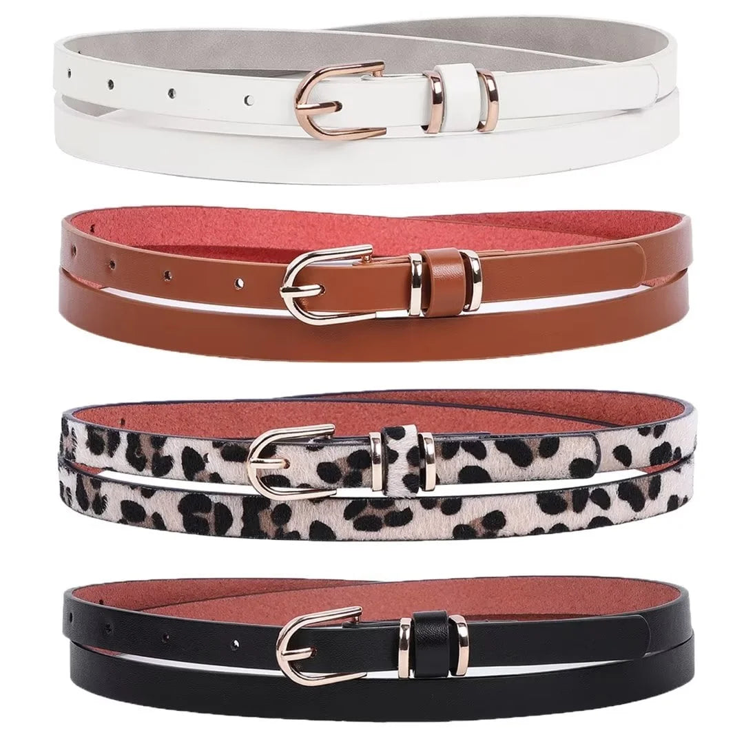 4Packs  Women'S Skinny Leather Belt Thin Waist Belts for Pants Jeans Dresses