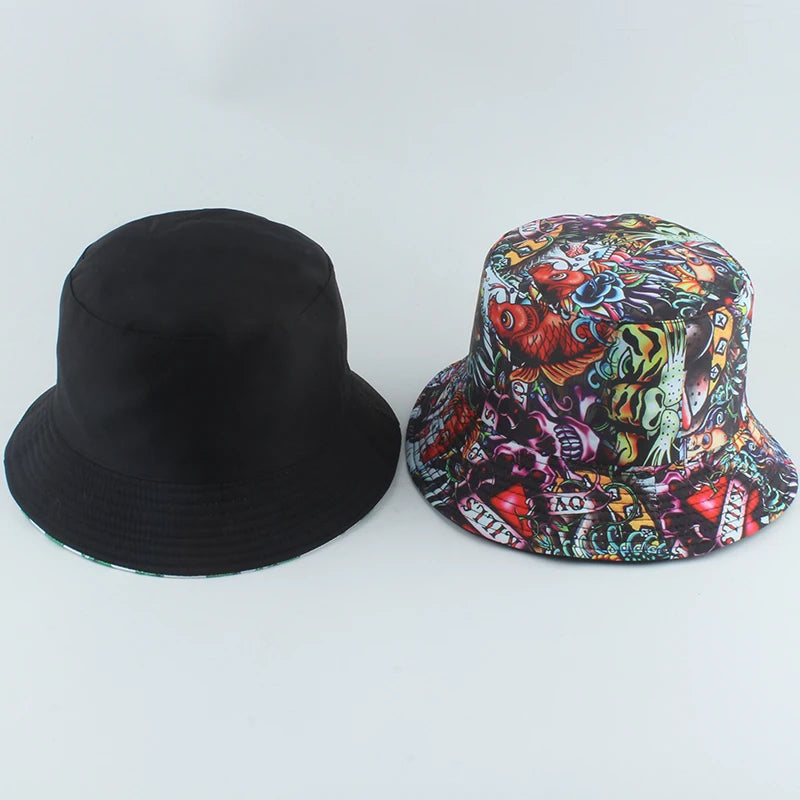 2021 Harajuku Fisherman Hat Reversible Bucket Hats for Men Women Fashion Bob Chapeau Street Hip Hop Bucket Cap