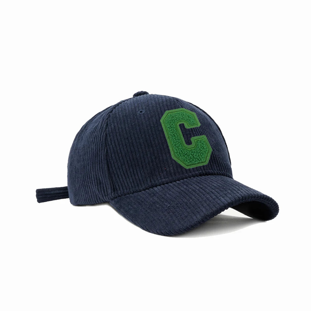 C Towel Embroidery Women'S Baseball Cap Winter Hat Green Corduroy Thicken Men'S Cap for Female Snapback Kpop Accessories BQM189